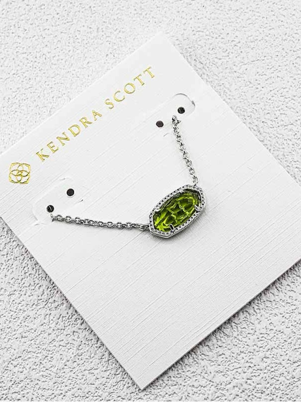 Kendra Scott Silver Necklace with Lime Green Stone